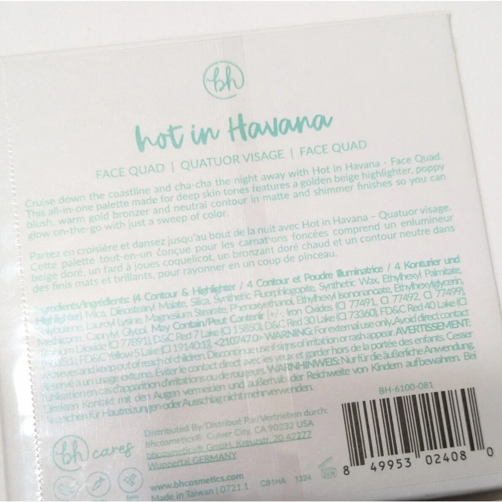 bh Cosmetics Blush Contour Bronze Highlight Face Quad Hot Havana Travel Series